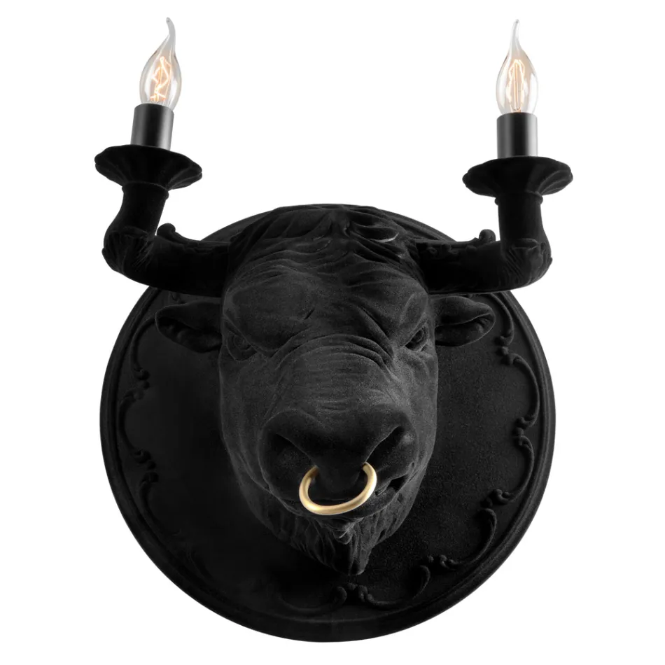 Wandlamp met 2 lampjes in keramisch design in de vorm van een stier - Marrena Viadurini