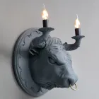 Wandlamp met 2 lampjes in keramisch design in de vorm van een stier - Marrena Viadurini