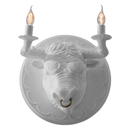 Wandlamp met 2 lampjes in keramisch design in de vorm van een stier - Marrena Viadurini