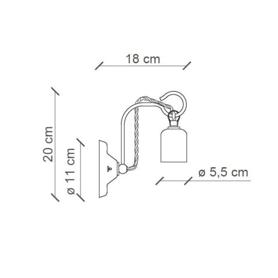 Industriële ambachtelijke wandlamp van ijzer en keramiek - Vintage Viadurini