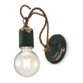 Industriële ambachtelijke wandlamp van ijzer en keramiek - Vintage