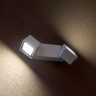 Buitenwandlamp 2-lichts in wit aluminium en glas - Malek Viadurini