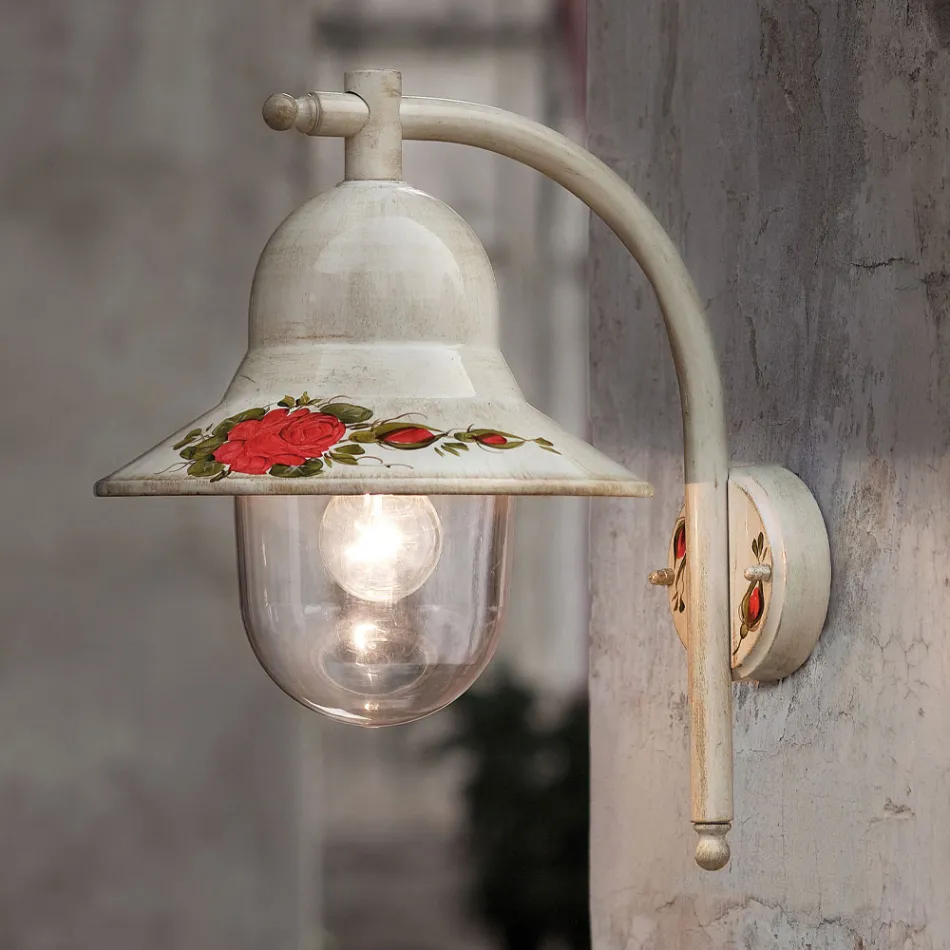 Buitenwandlamp in handbeschilderd wit aluminium - Imperia Viadurini