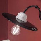 Wandlamp in vintage stijl van wit keramiek en zwart metaal - Power Viadurini