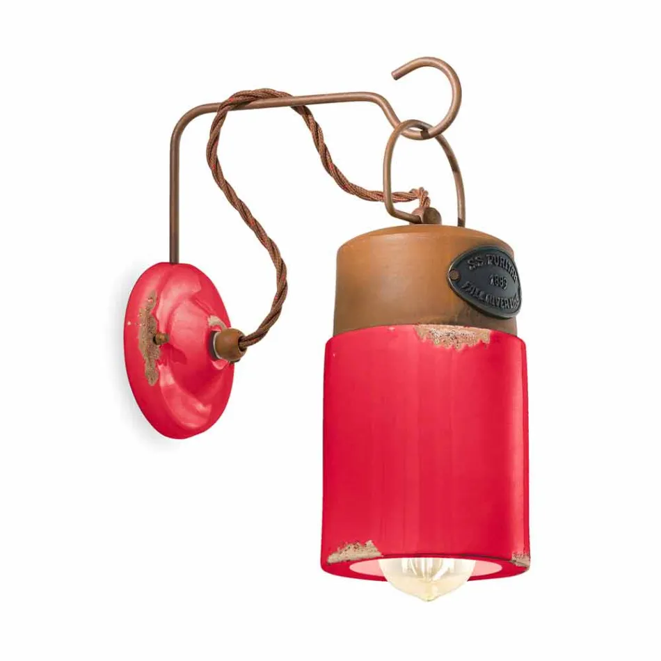 Wandlamp gemaakt van keramiek en ijzer roest Desiree Ferroluce Viadurini