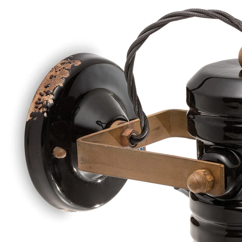 Wandlamp van ijzer en industrieel handgemaakt keramiek - Urban Viadurini