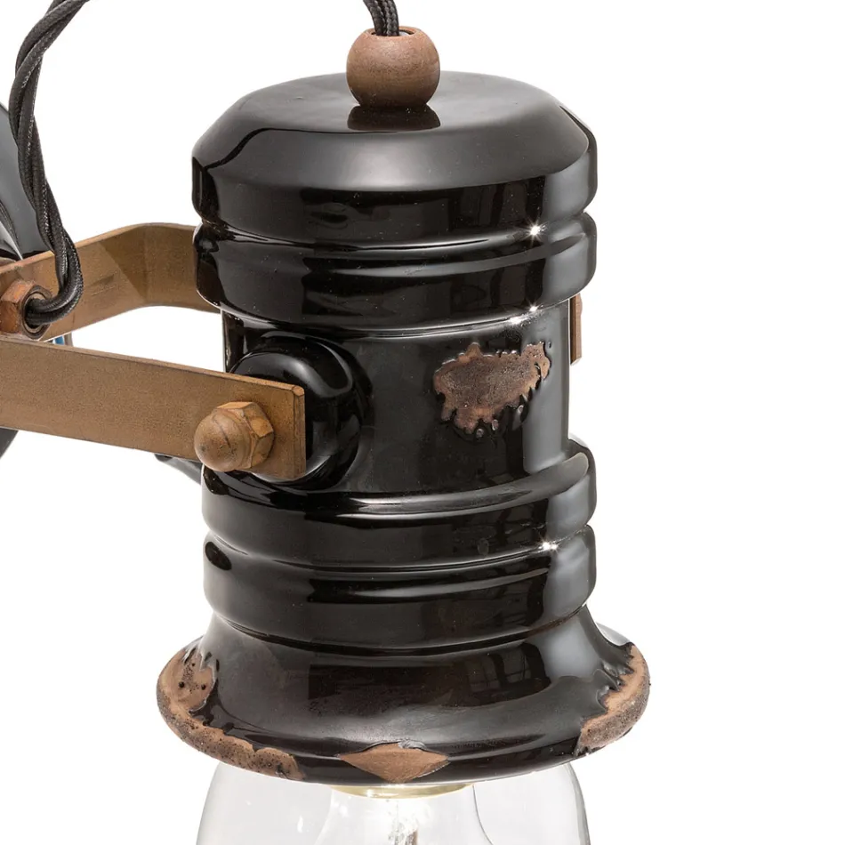 Wandlamp van ijzer en industrieel handgemaakt keramiek - Urban Viadurini