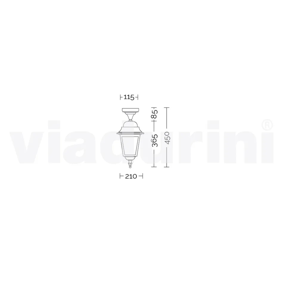 Aluminium tuinplafondlamp gemaakt in Italië, Aquilina Viadurini