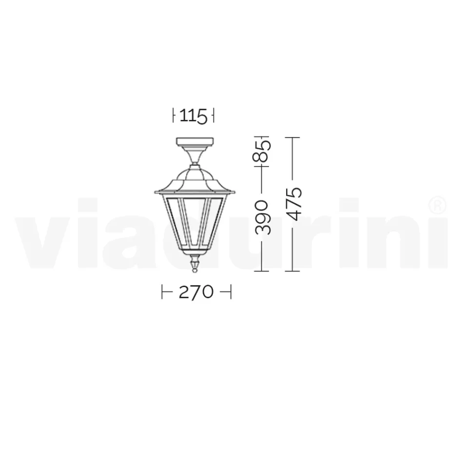 Tuinplafondlamp in glas en 5 aluminium afwerkingen - Pinako Viadurini