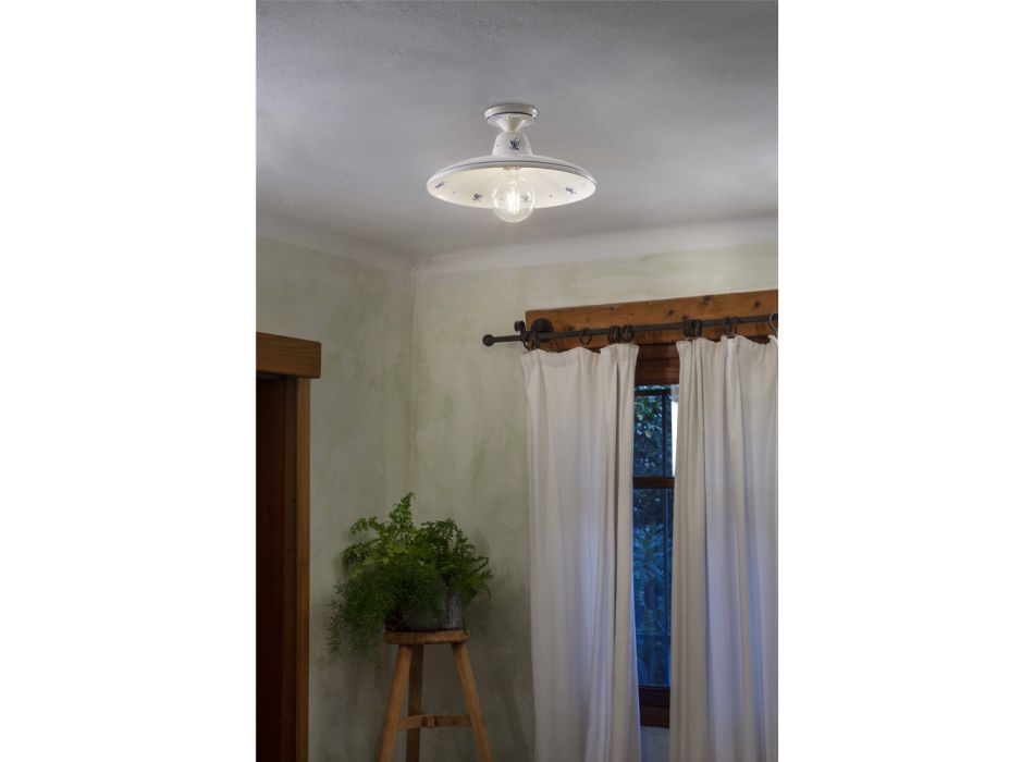Plafondlamp van keramiek en vintage handgeschilderde decoraties - Como Viadurini