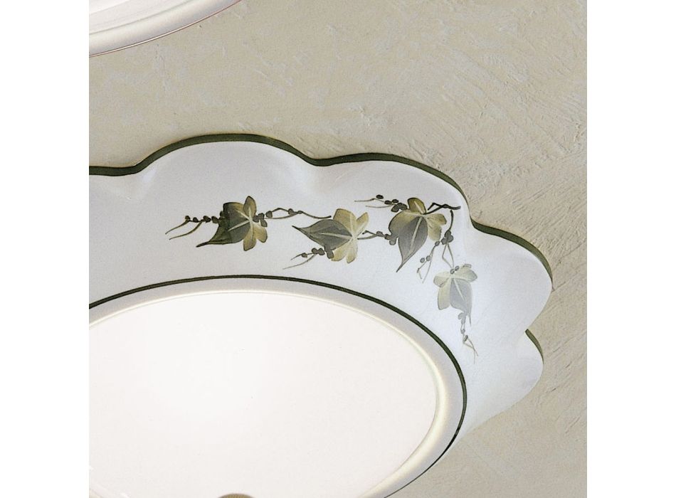 Plafondlamp van ijzer en keramiek en met de hand beschilderde decoratie - Capua Viadurini