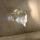 Plafondlamp van metaal en keramiek met handgeschilderde roos - Pisa Viadurini