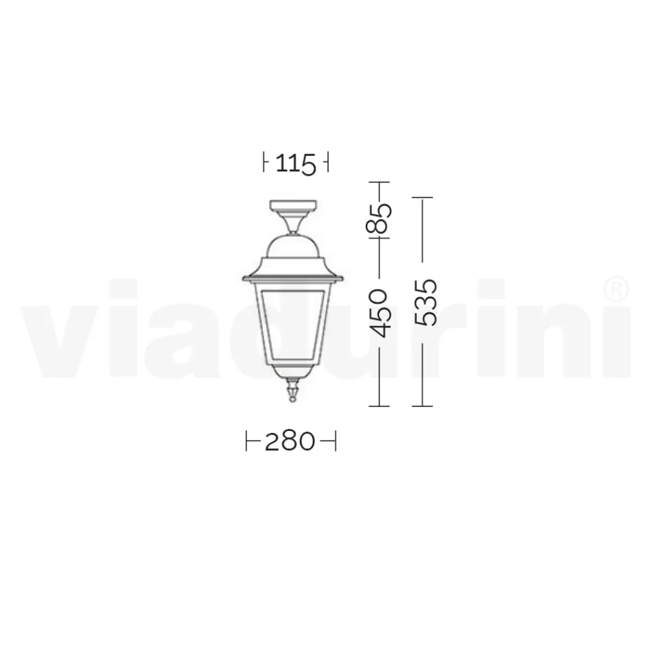 Buitenplafondlamp in aluminium en gezandstraald glas - Alchemist Viadurini
