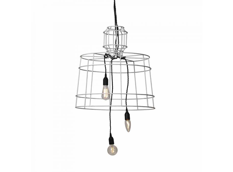 Hanglamp met 3 lampen in wit of natuurlijk metalen design - Stylus Viadurini