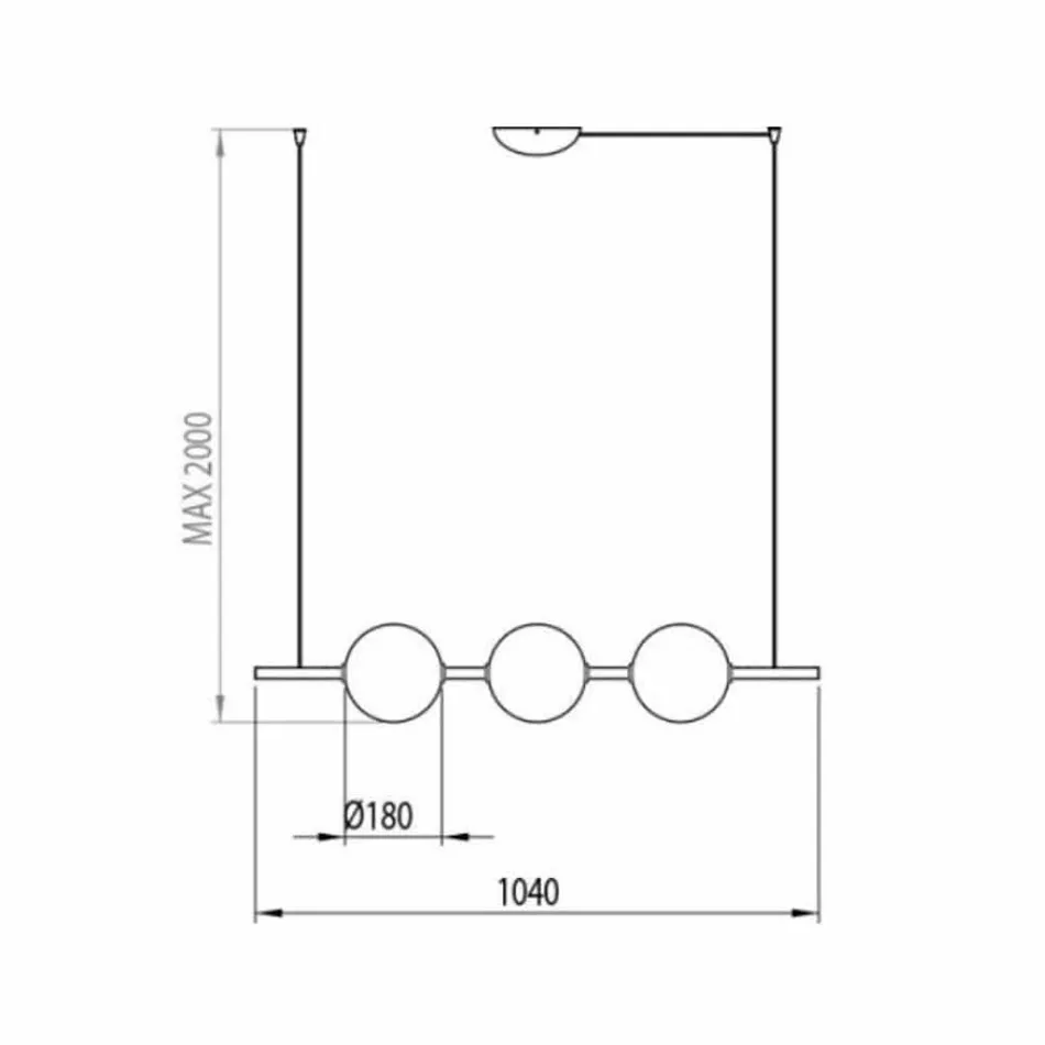 Hanglamp 3 lampen in messing en glas 2 afwerkingen - Alma van Il Fanale Viadurini