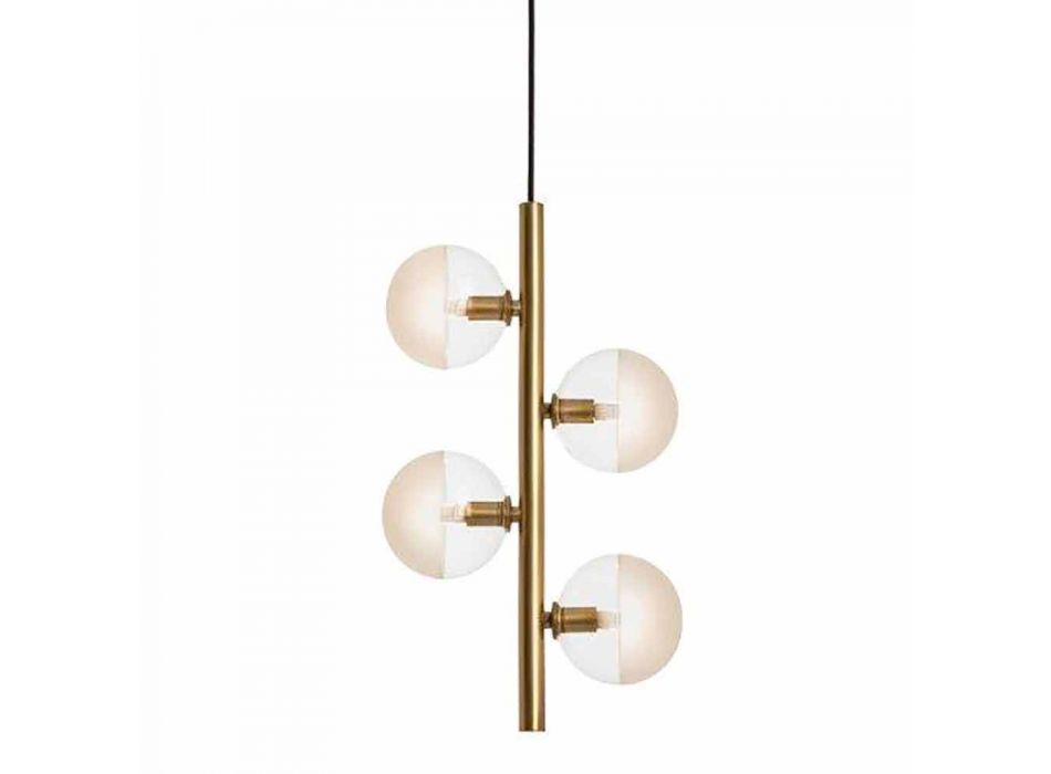 Hanglamp 4-lichts in natuurlijk messing en glas - Molecola van Il Fanale Viadurini