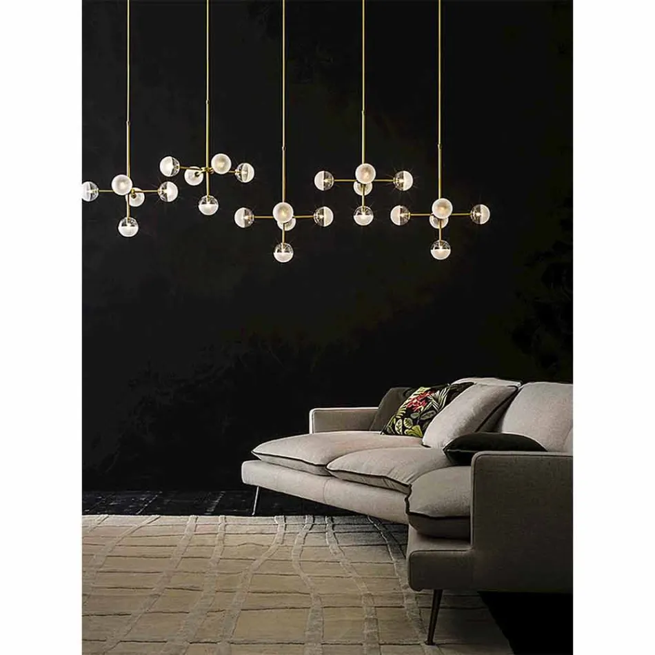 5-lichts hanglamp in natuurlijk messing en glas - Molecola van Il Fanale Viadurini