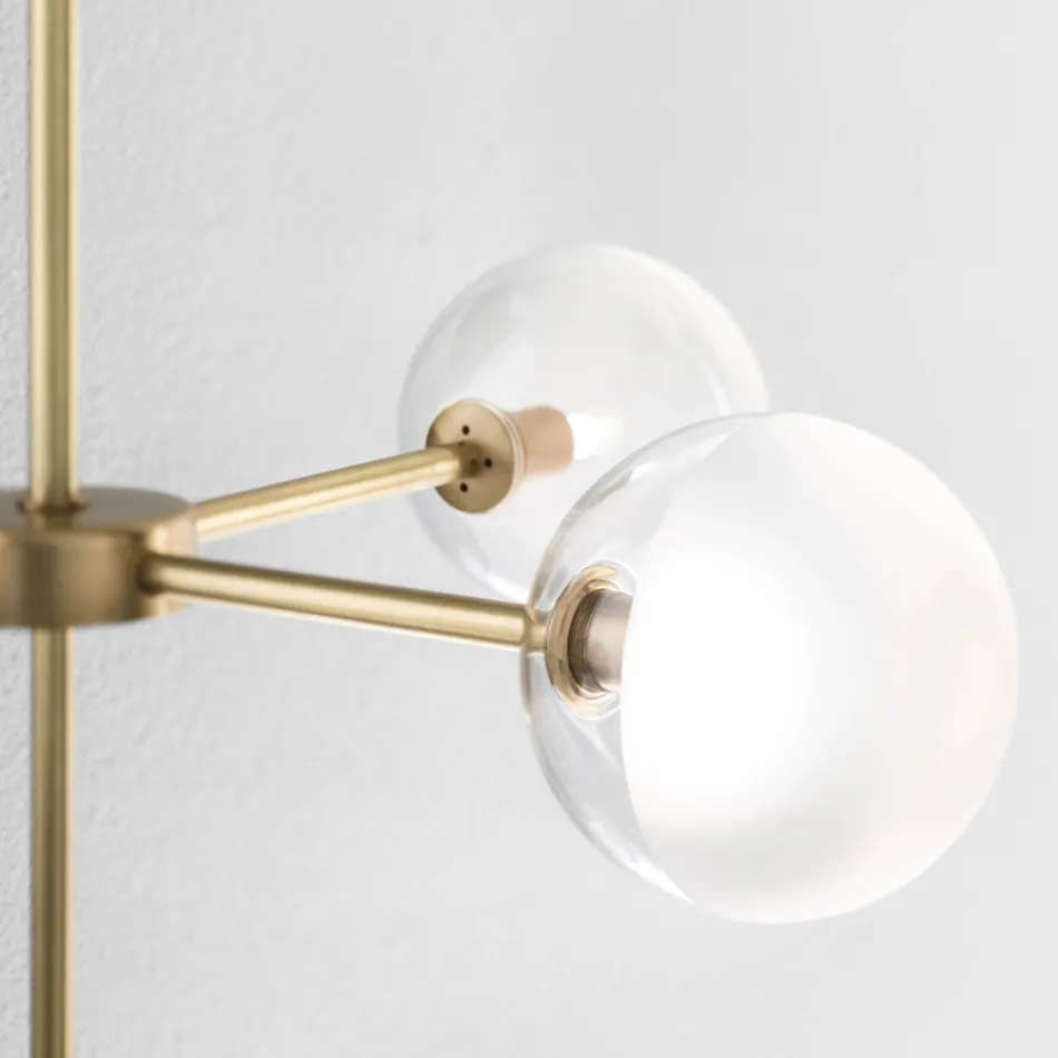 5-lichts hanglamp in natuurlijk messing en glas - Molecola van Il Fanale Viadurini