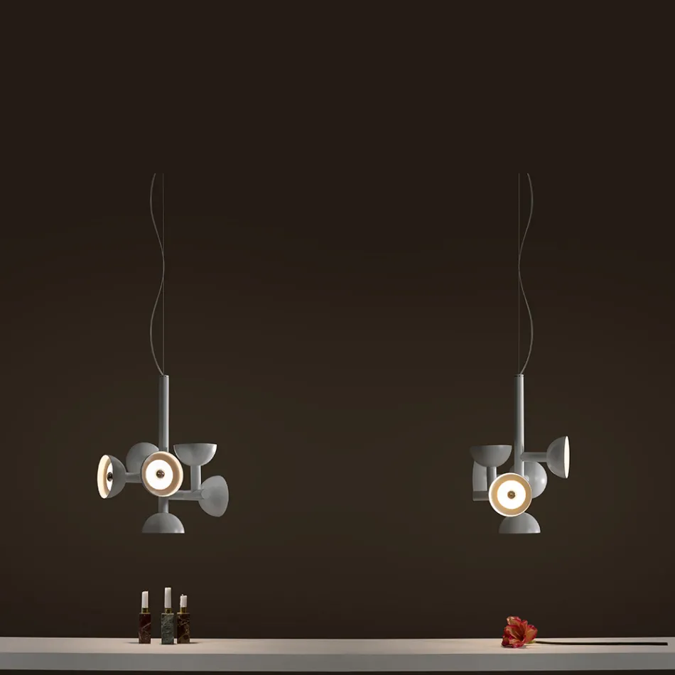 Hanglamp 6 Lichts Design in Wit of Zwart Aluminium - Celio Viadurini