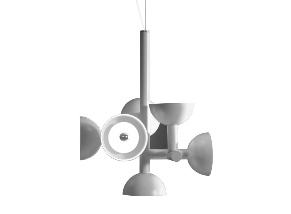 Hanglamp 6 Lichts Design in Wit of Zwart Aluminium - Celio Viadurini