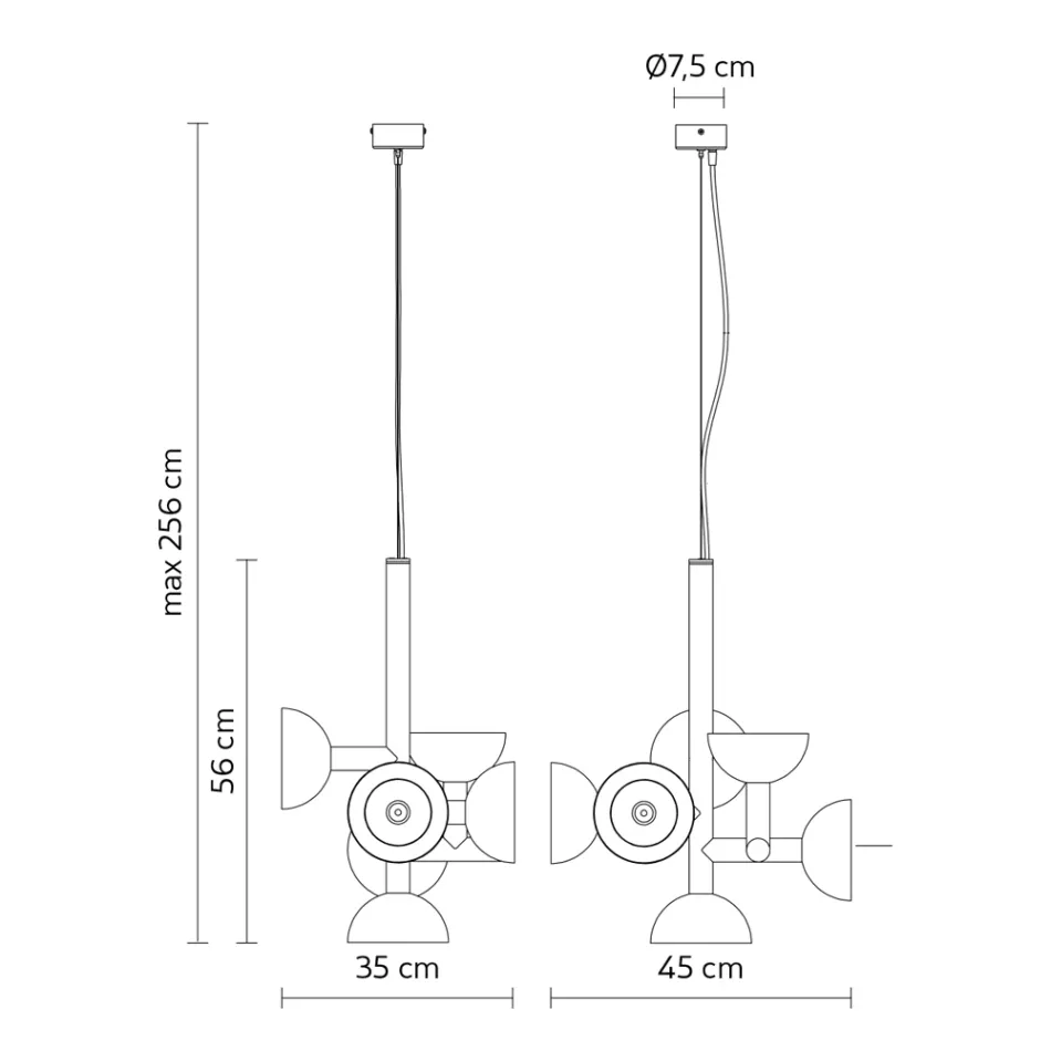 Hanglamp 6 Lichts Design in Wit of Zwart Aluminium - Celio Viadurini