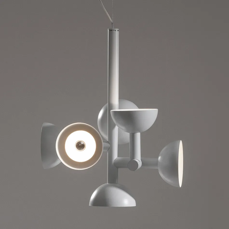Hanglamp 6 Lichts Design in Wit of Zwart Aluminium - Celio Viadurini
