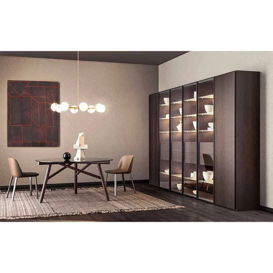 Hanglamp 8 lichts in natuurlijk messing en glas - Molecola van Il Fanale Viadurini