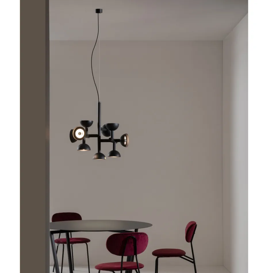 Pendellamp 9 Lichts Design in Wit of Zwart Aluminium - Celio Viadurini