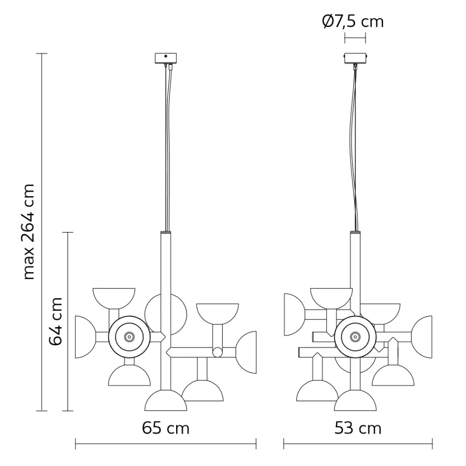 Pendellamp 9 Lichts Design in Wit of Zwart Aluminium - Celio Viadurini