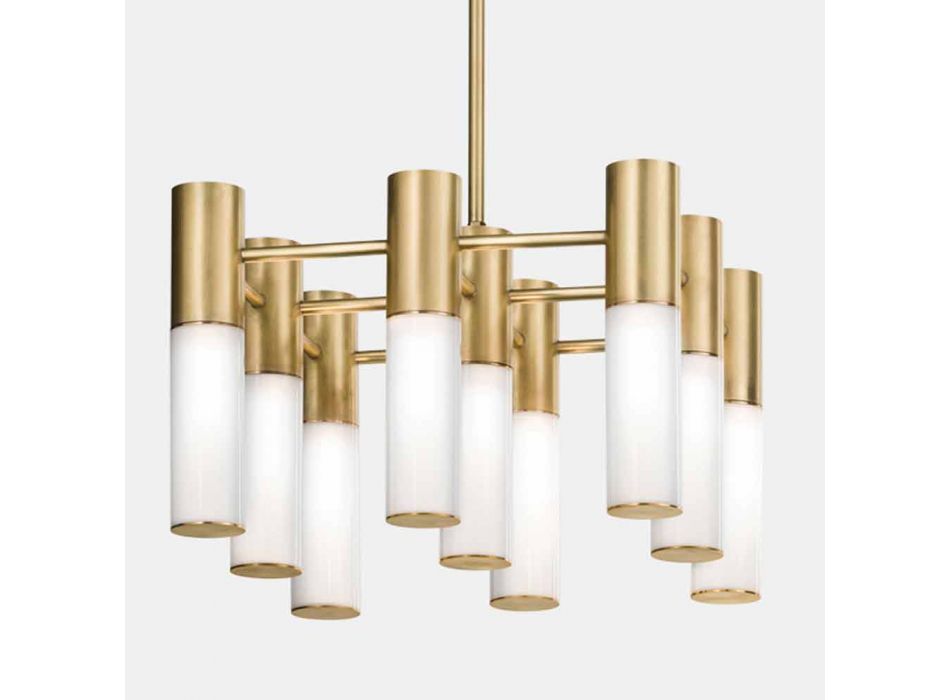 Hanglamp 9 lampen in messing en glasdesign - Etoile van Il Fanale Viadurini