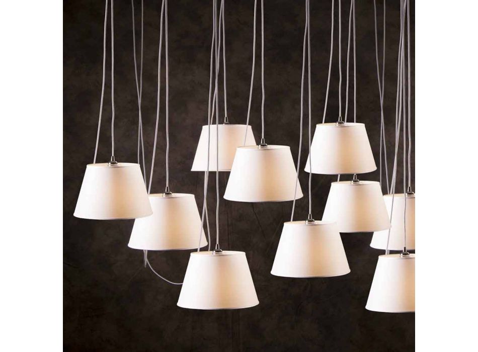 Hanglamp met 12 lampen met witte chromen luidspreker Viadurini