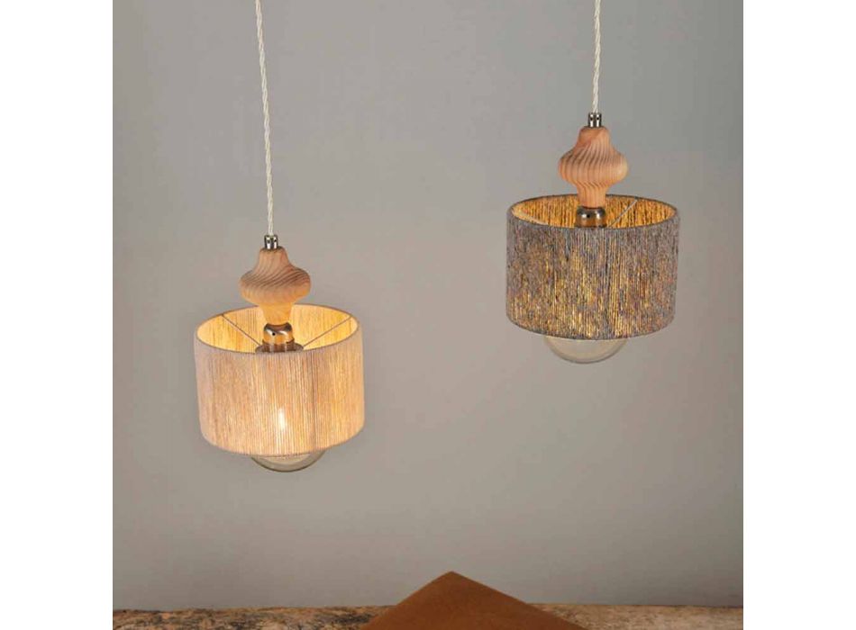 Hanglamp met 2 lampen en houtinzet van Bois Viadurini