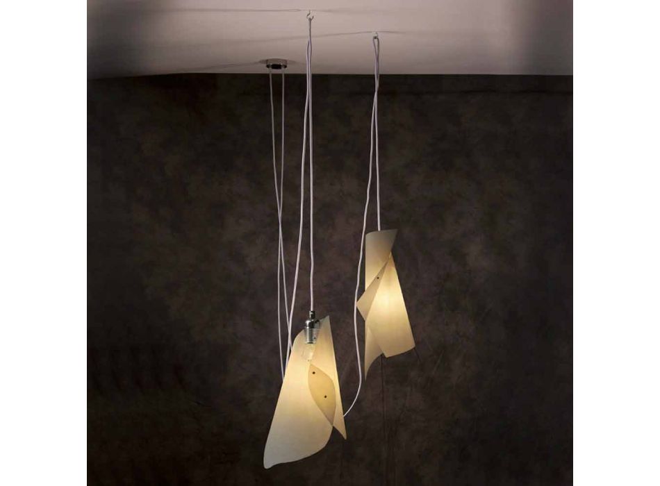 Hanglamp met 2 lampen, modern design, chroom Viadurini
