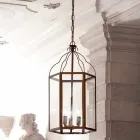 Hanglamp 3 lampjes koper en glas Turandot Viadurini