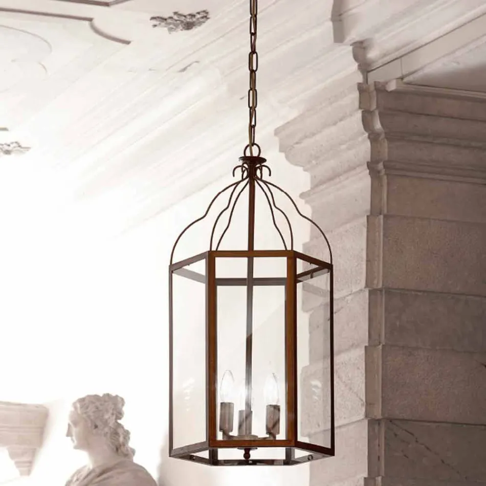 Hanglamp 3 lampjes koper en glas Turandot Viadurini