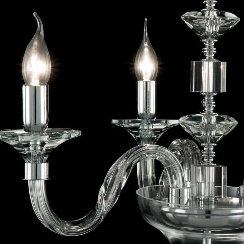 Hanglamp 3 lampjes glas en cristallo Ivy, made in Italy Viadurini