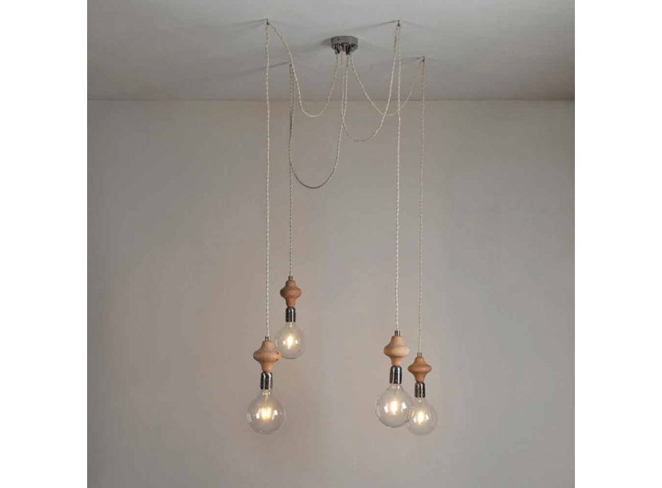 Hanglamp met 4 lampen met Bois houten element Viadurini