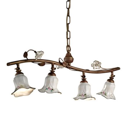 4-lichts hanglamp in handgemaakt keramisch rozendecor - Pisa Viadurini