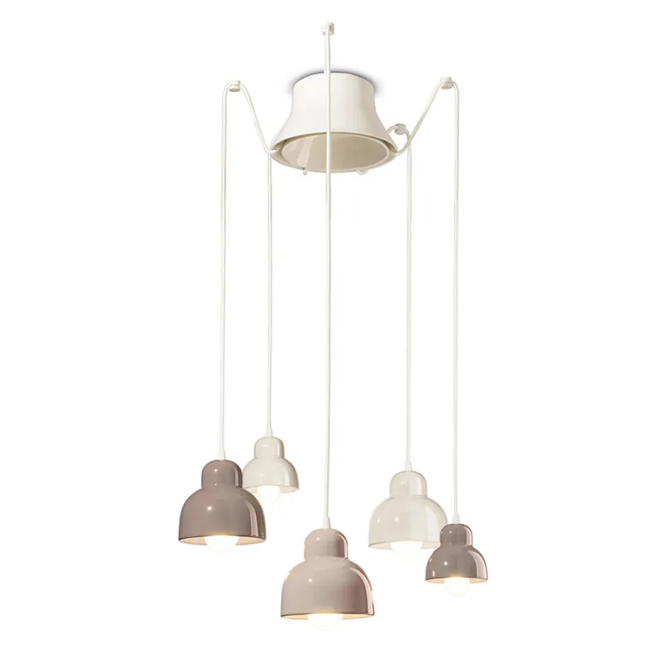 Hanglamp met 5 gekleurde elementen Made in Italy - Berimbau Viadurini