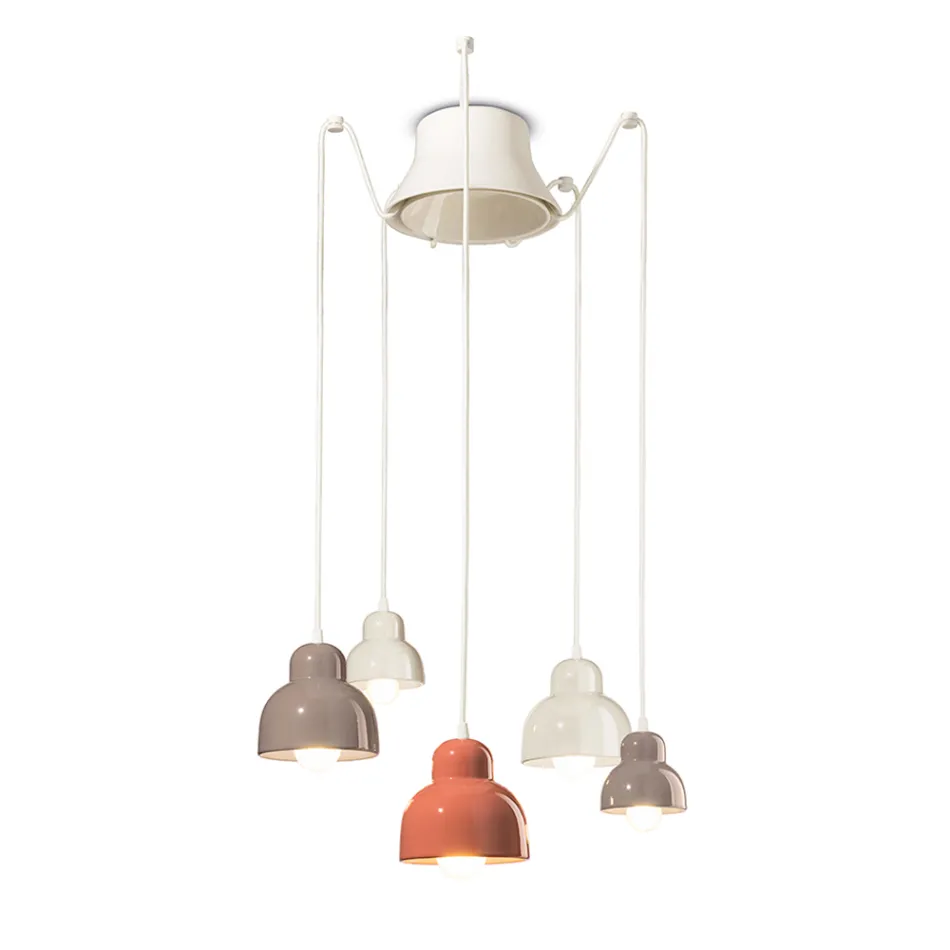Hanglamp met 5 gekleurde elementen Made in Italy - Berimbau Viadurini