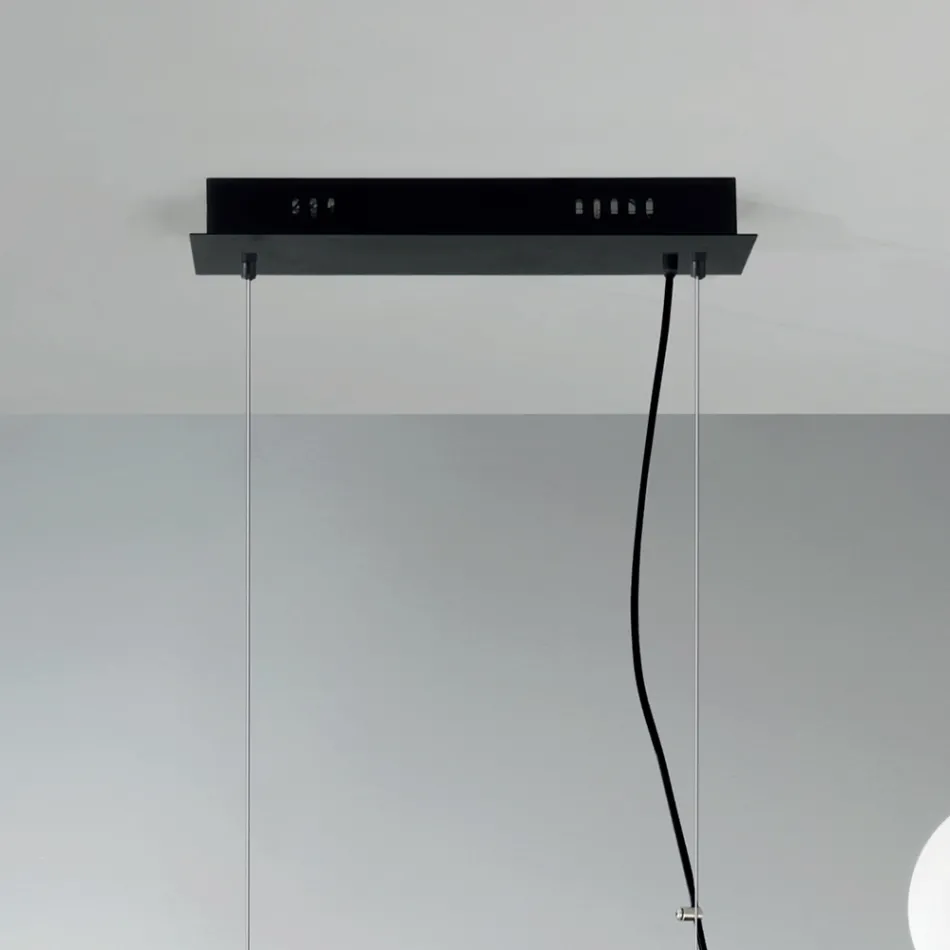 Hanglamp met 5 lampjes in metaal en modern geblazen glas - Birga Viadurini