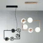 Hanglamp met 5 lampjes in metaal en modern geblazen glas - Birga Viadurini