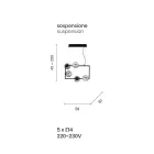 Hanglamp met 5 lampjes in metaal en modern geblazen glas - Birga Viadurini