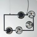 Hanglamp met 5 lampjes in metaal en modern geblazen glas - Birga