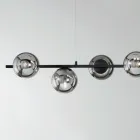 Hanglamp met 6 lampjes in metaal en modern geblazen glas - Birga Viadurini