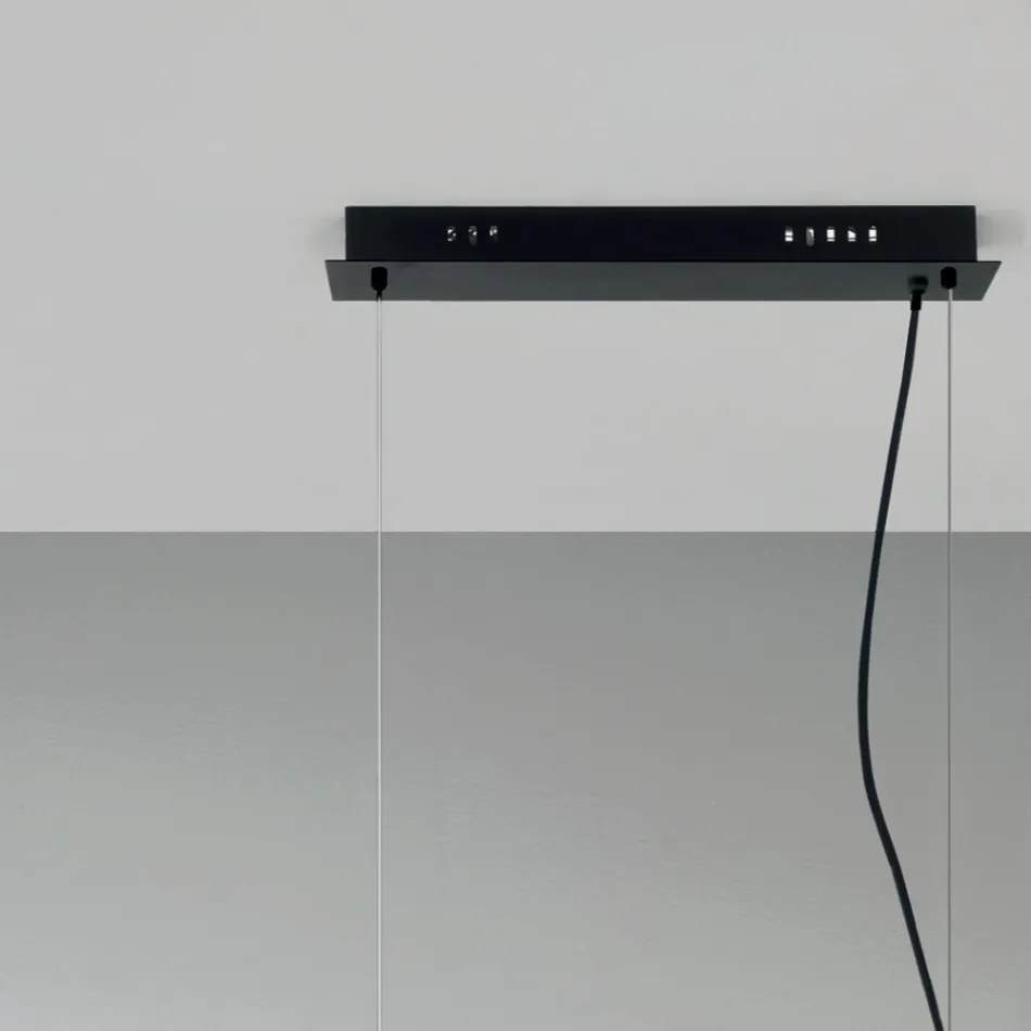 Hanglamp met 6 lampjes in metaal en modern geblazen glas - Birga Viadurini