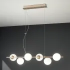 Hanglamp met 6 lampjes in metaal en modern geblazen glas - Birga Viadurini