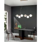 Hanglamp met 6 lampjes in metaal en modern geblazen glas - Birga Viadurini
