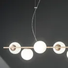 Hanglamp met 6 lampjes in metaal en modern geblazen glas - Birga Viadurini