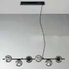 Hanglamp met 6 lampjes in metaal en modern geblazen glas - Birga Viadurini